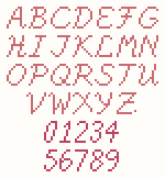 Script alphabet, cross stitch pattern preview