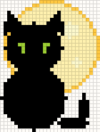 Black cat and moon, cross stitch pattern preview