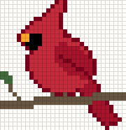Cardinal on a branch, cross stitch pattern preview