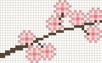 Cherry blossom branch, cross stitch pattern preview