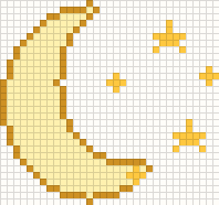 Crescent moon and stars, cross stitch pattern preview