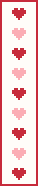 Hearts bookmark, cross stitch pattern preview