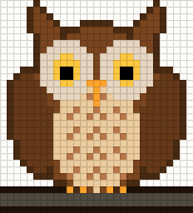 Owl on a branch, cross stitch pattern preview