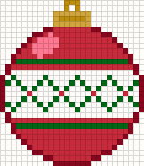 Red bauble ornament, cross stitch pattern preview