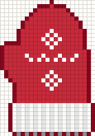 Red mitten, cross stitch pattern preview