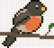 Robin on a branch, cross stitch pattern preview