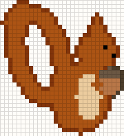 Squirrel with an acorn, cross stitch pattern preview